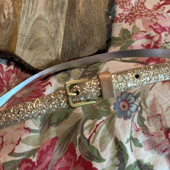 Vtg GAP Size XXL Glitter Metallic Gold Disco Belt Gold Closure SKINNY BELT NEW - Picture 3 of 16
